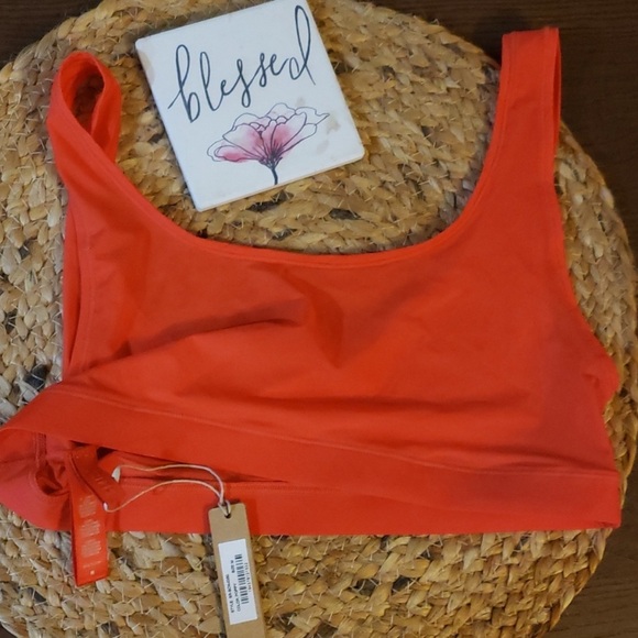 SKIMS Poppy Red Jelly Sheer Scoop-Neck Stretch-Woven Bra NWT size small - Picture 6 of 16